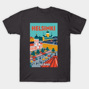 A Vintage Travel Art of Helsinki - Finland T-Shirt